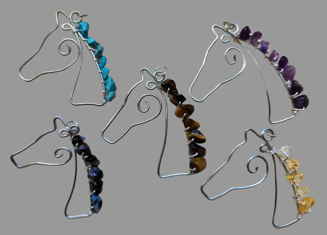 Citrine Horse Wire and Gemstone Sculpted Necklace