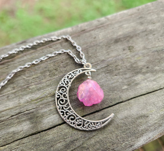 Quartz Moon Pendant Necklace