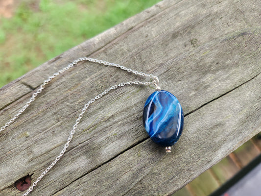 Blue Agate Pendant Necklace