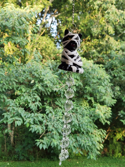 Mummy Cat Halloween Suncatcher