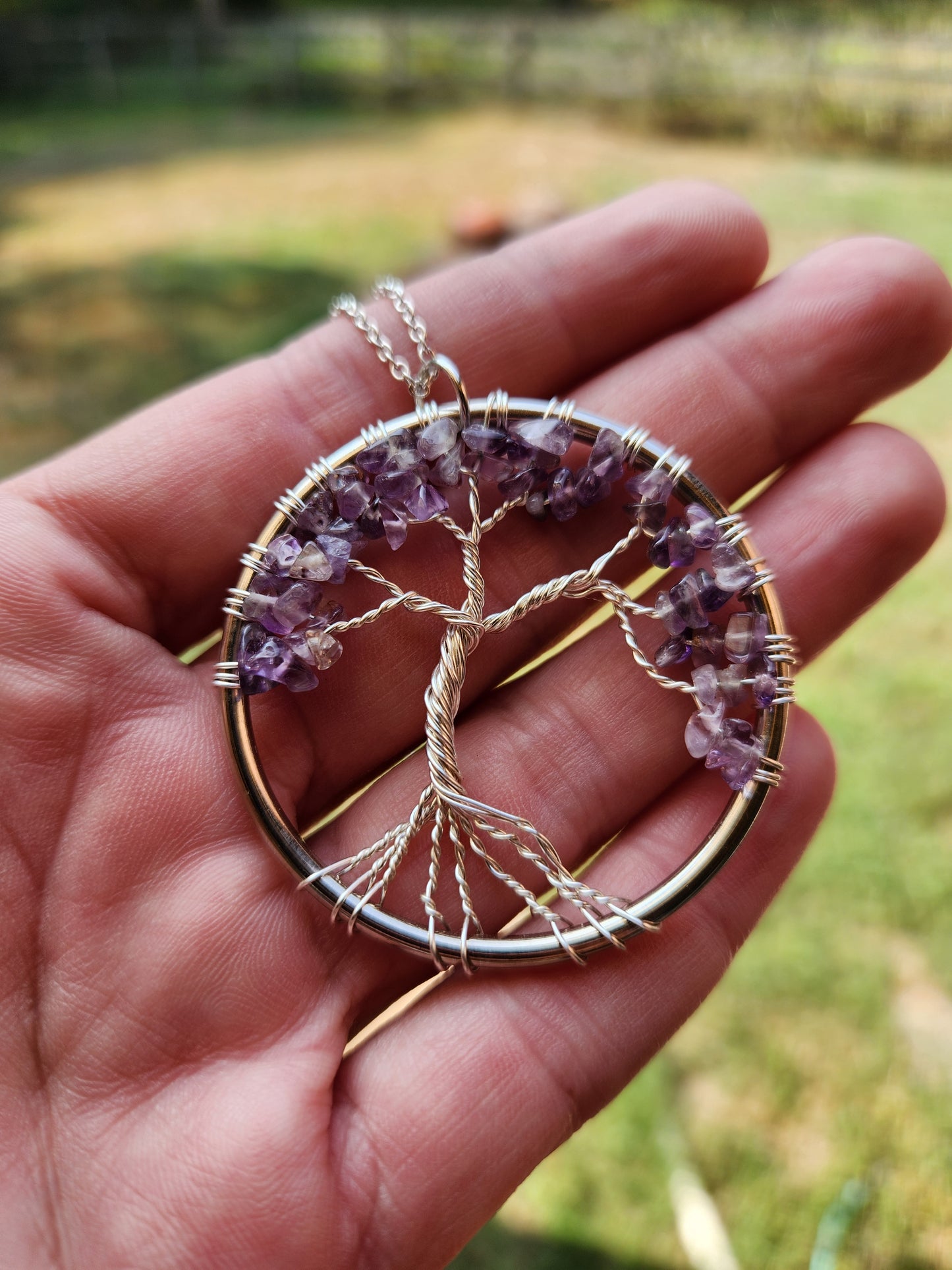 Amethyst Tree Of Life Pendant Necklace