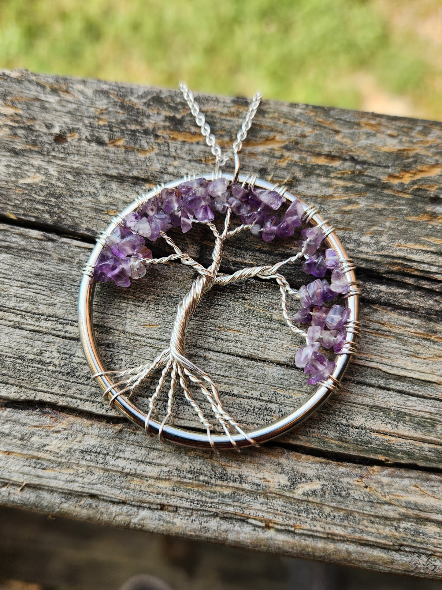 Amethyst Tree Of Life Pendant Necklace