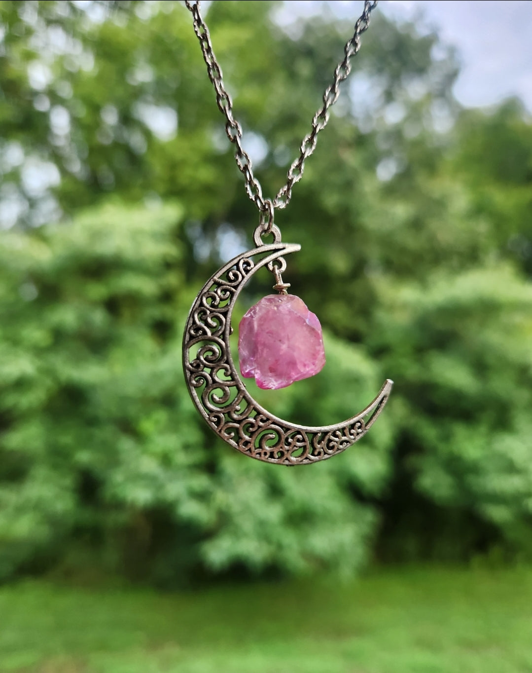 Quartz Moon Pendant Necklace