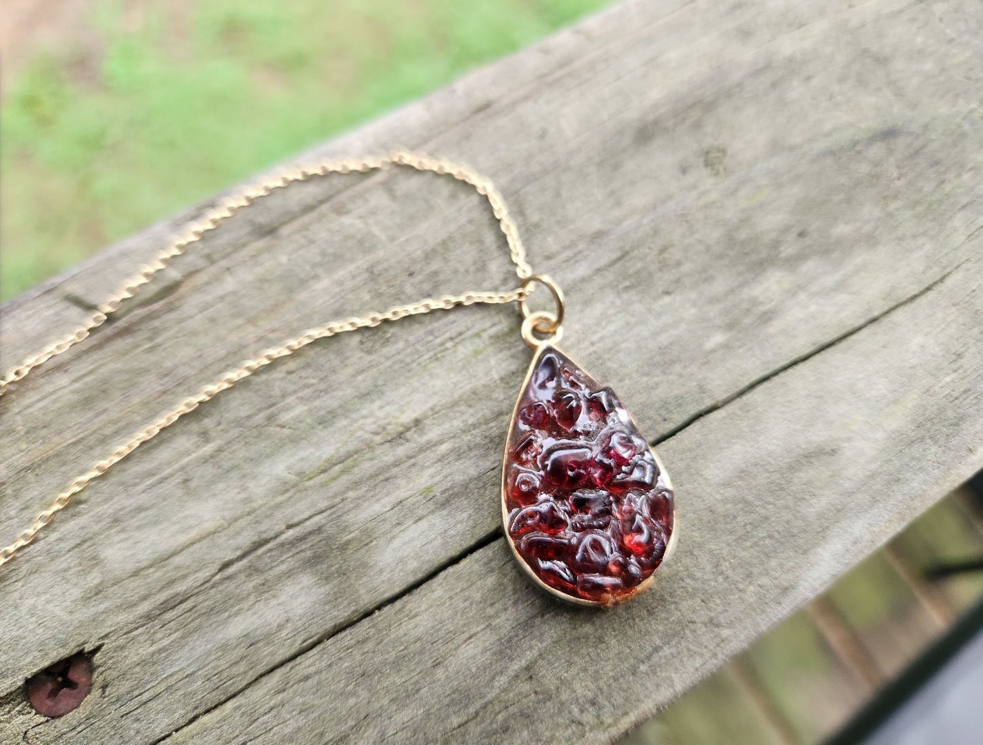 Garnet Cluster Pendant Necklace