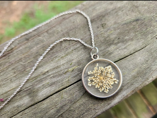 Real Natural Dried Flowers Pendant Necklace