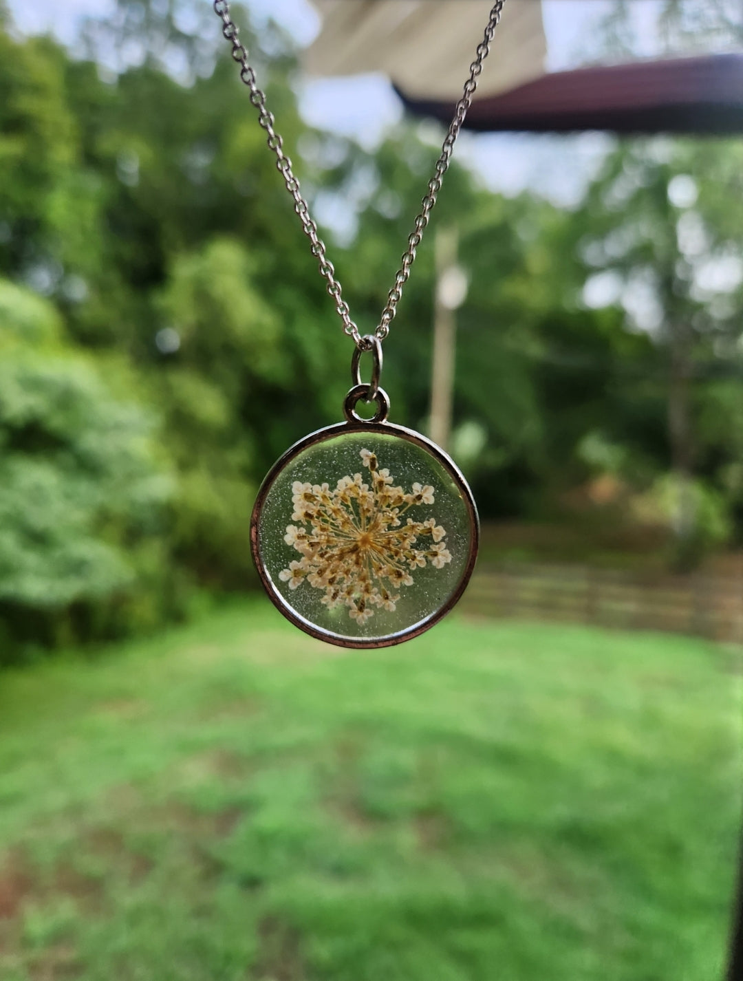 Real Natural Dried Flowers Pendant Necklace