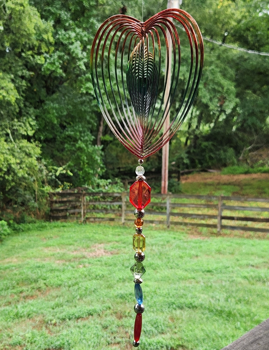 Rainbow Heart Spinner Suncatcher