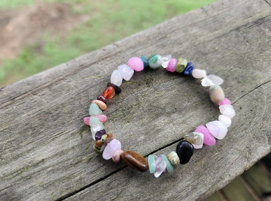 Rainbow Agate Gemstone Stretchy Bracelet