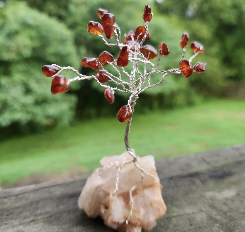 Amber and Quartz Gemstone Wire Tree