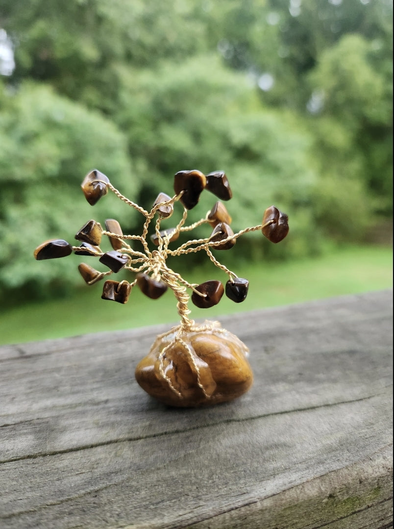 Tiger's Eye Gemstone Wire Tree