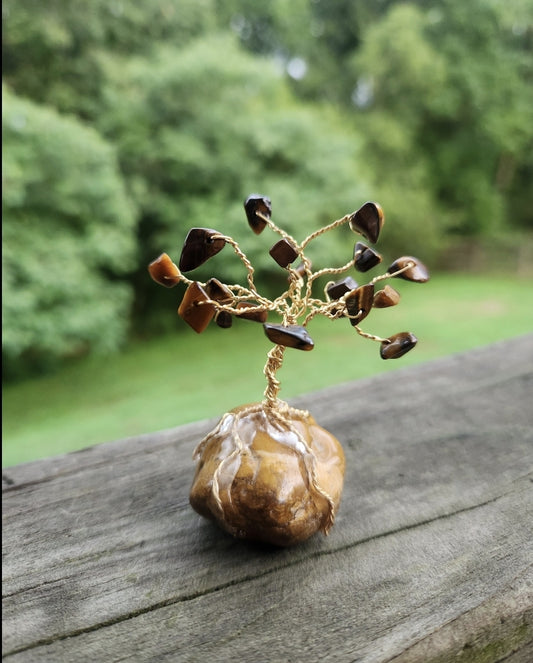 Tiger's Eye Gemstone Wire Tree