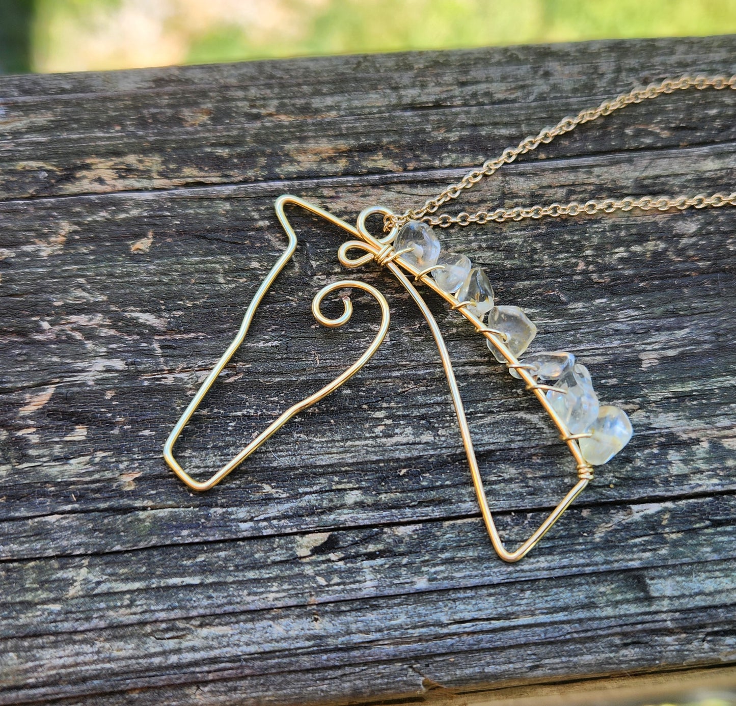 Citrine Horse Wire and Gemstone Sculpted Necklace