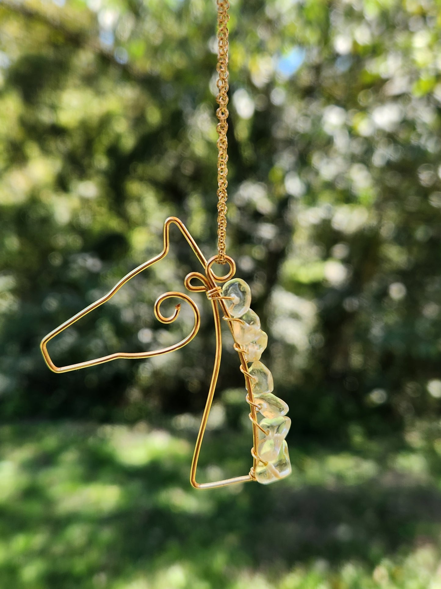 Citrine Horse Wire and Gemstone Sculpted Necklace
